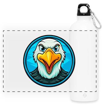 Albatross Colorful Kawaii Cartoon Character Animal - Panoramic Drinks Bottle with Carabiner 750 ml - white - Front