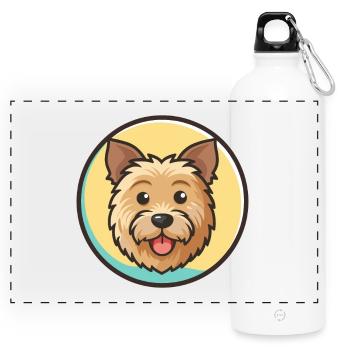 Norfolk Terrier Dog Breed Cartoon Kawaii Clipart - Panoramic Drinks Bottle with Carabiner 750 ml - white - Front