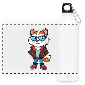 Snowshoe Funny Cartoon Kawaii Jacket Sunglasses - Panoramic Drinks Bottle with Carabiner 750 ml - white - Front