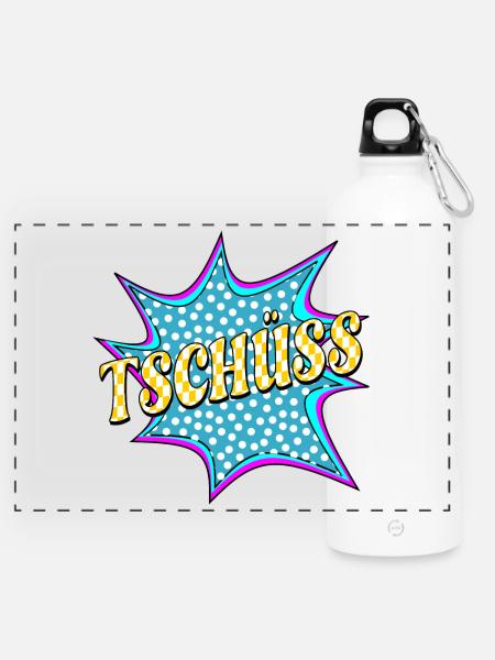 ABSCHIED TSCHÜSS - Panorama Trinkflasche mit Karabiner 750 ml - Weiß