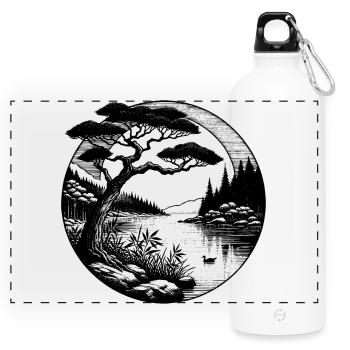 Arbre – La nature en harmonie - Gourde panoramique avec mousqueton 750 ml - blanc - Devant