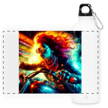 Cyberpunk Moto - Panoramic Drinks Bottle with Carabiner 750 ml - white - Front