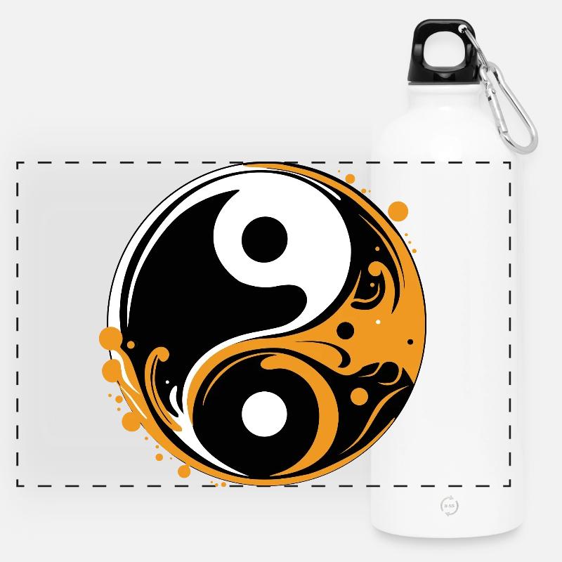 YIN UND YANG - Panorama Trinkflasche mit Karabiner 750 ml - Weiß