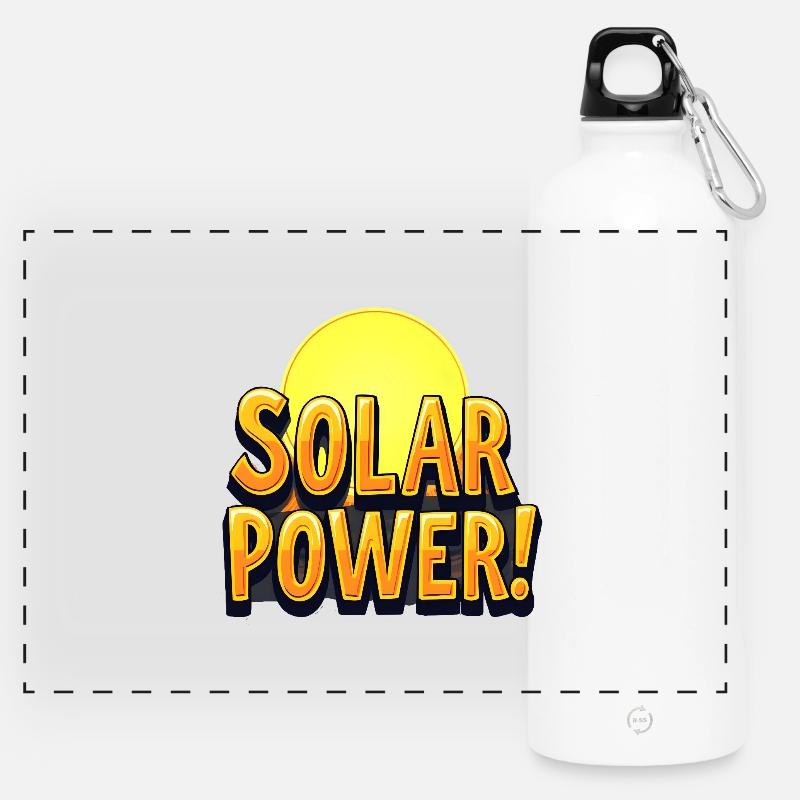 Solar Power! - Panoramic Drinks Bottle with Carabiner 750 ml - white