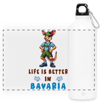 Bavarian kangaroo - Panoramic Drinks Bottle with Carabiner 750 ml - white - Front