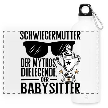 Schwiegermutter – Der Mythos, die Legende, der Bab - Panorama Trinkflasche mit Karabiner 750 ml - Weiß - Vorne