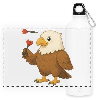Aigle avec fléchettes - Gourde panoramique avec mousqueton 750 ml - blanc - Devant