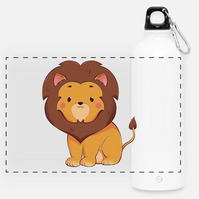 Lion - Panoramic Drinks Bottle with Carabiner 750 ml - white