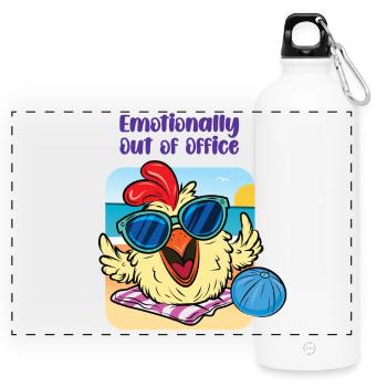 Chicken on the Beach – Mentally Checked Out - Panoramic Drinks Bottle with Carabiner 750 ml - white - Front