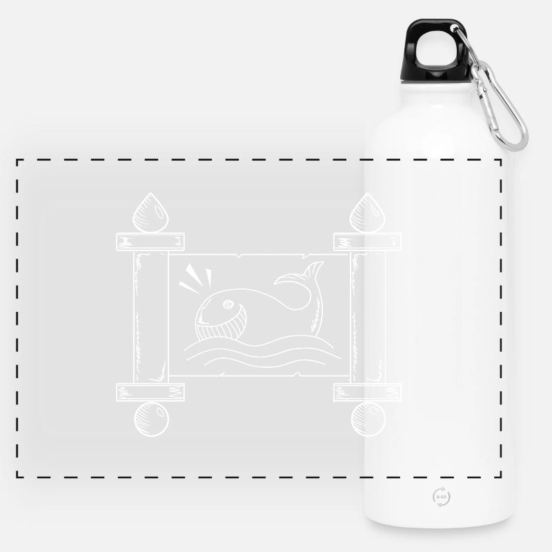 Whimsical Fish and Candle Light Design - Panoramic Drinks Bottle with Carabiner 750 ml - white
