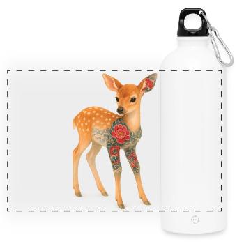 Yakuza Fawn – Inked Innocence - Panoramic Drinks Bottle with Carabiner 750 ml - white - Front