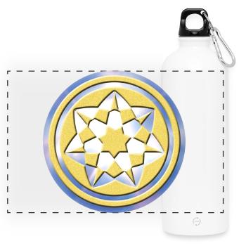 Geometric Crop Circle Pattern - Panoramic Drinks Bottle with Carabiner 750 ml - white - Front