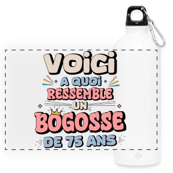 Humour Joyeux Anniversaire 75 Ans - Gourde panoramique avec mousqueton 750 ml - blanc - Devant