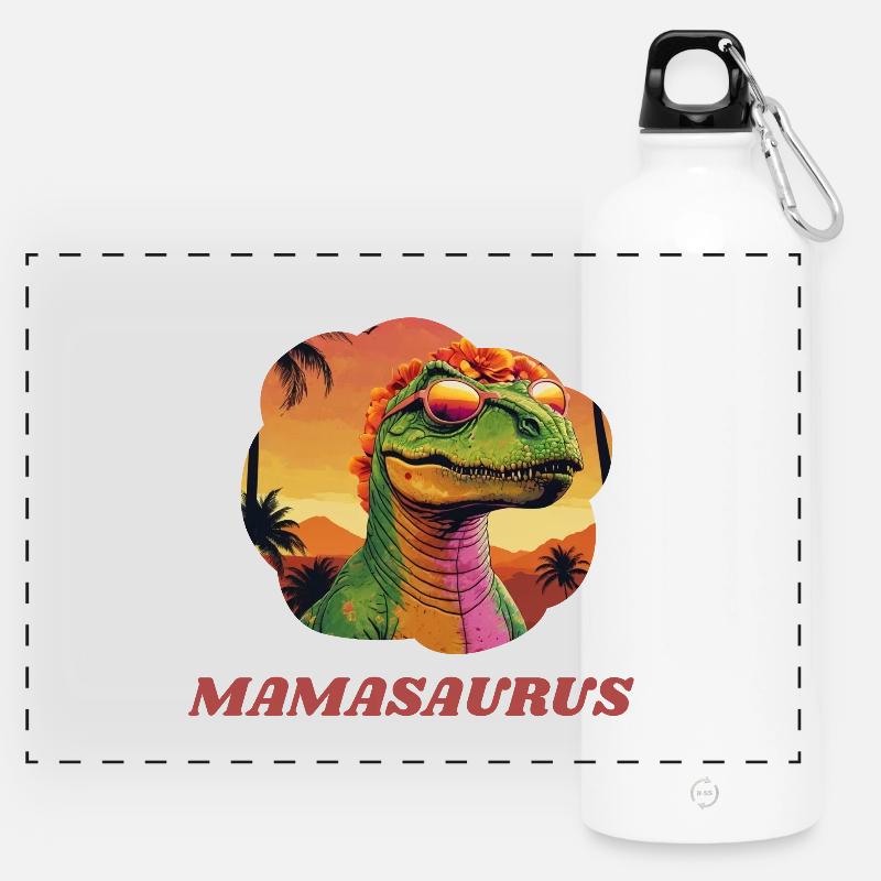 Mamasaurus - Panoramic Drinks Bottle with Carabiner 750 ml - white