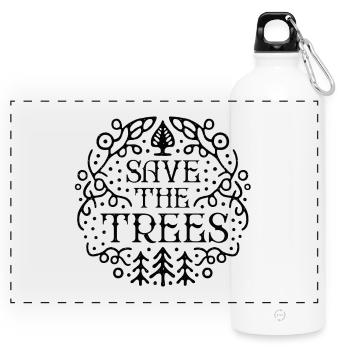 Save the trees forest conservation arbor day - Panoramic Drinks Bottle with Carabiner 750 ml - white - Front