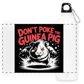 Böses Meerschweinchen mit Biss Spruchdesign - Panorama Trinkflasche mit Karabiner 750 ml - Weiß - Vorne
