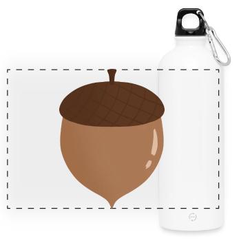 Acorn Illustration - Panoramic Drinks Bottle with Carabiner 750 ml - white - Front
