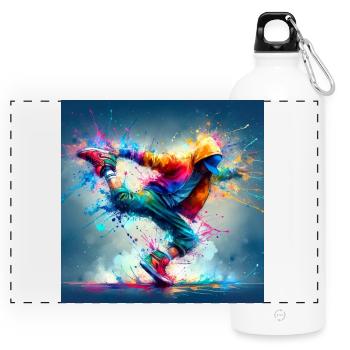 Danse urbaine aux couleurs explosives - Gourde panoramique avec mousqueton 750 ml - blanc - Devant