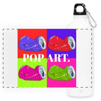 Pop Art Cola Dosen Design - Gourde panoramique avec mousqueton 750 ml - blanc - Devant