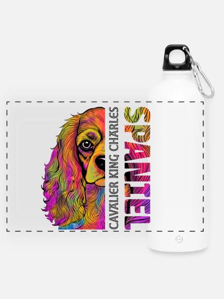 Cavalier King Charles Spaniel - Panorama Trinkflasche mit Karabiner 750 ml - Weiß