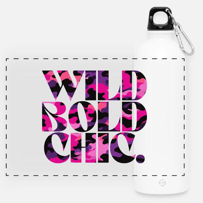 Wild Bold Chic Camo Muster Design - Panorama Trinkflasche mit Karabiner 750 ml - Weiß