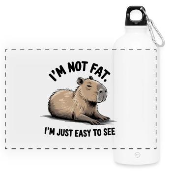 I'm not fat, I'm just easy to see - Funny Capybara - Panoramic Drinks Bottle with Carabiner 750 ml - white - Front