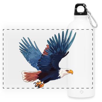 Seeadler im Flug - Panorama Trinkflasche mit Karabiner 750 ml - Weiß - Vorne