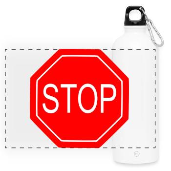 Stoppschild Bold Grafikdruck - Panorama Trinkflasche mit Karabiner 750 ml - Weiß - Vorne