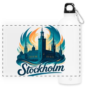 Stockholm la plus belle capitale Suède Cadeau - Gourde panoramique avec mousqueton 750 ml - blanc - Devant