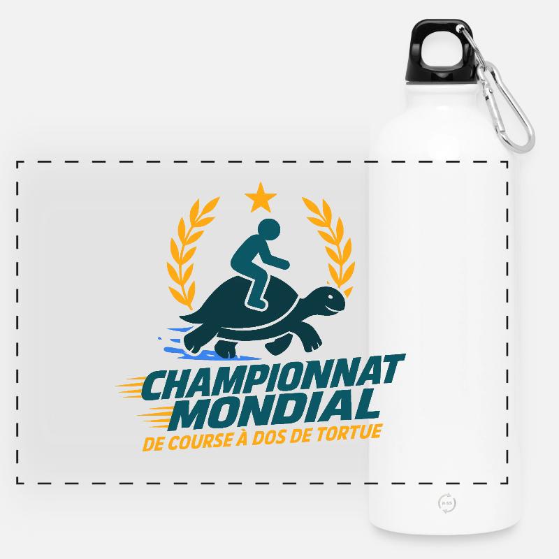 Turtle Race Championship - Panoramic Drinks Bottle with Carabiner 750 ml - white