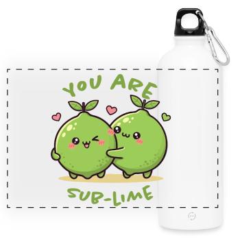 You Are Sub-Lime – Herzliche Limettenfreunde - Panorama Trinkflasche mit Karabiner 750 ml - Weiß - Vorne