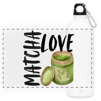 Matcha Love Matcha Latte Spruch Sprüche Geschenk - Panorama Trinkflasche mit Karabiner 750 ml - Weiß - Vorne