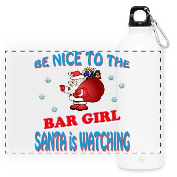 SANTA BAR GIRL - Panorama Trinkflasche mit Karabiner 750 ml - Weiß - Vorne