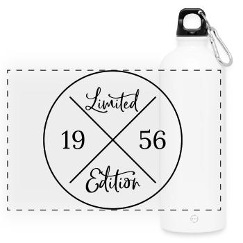 Limited edition 1956 - 70. Geburtstag Geschenk - Panorama Trinkflasche mit Karabiner 750 ml - Weiß - Vorne