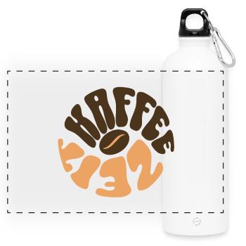 Kaffee-Zeit - Panorama Trinkflasche mit Karabiner 750 ml - Weiß - Vorne