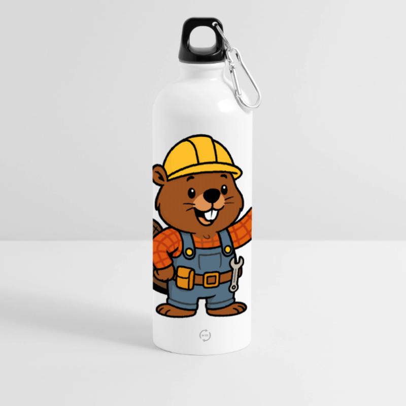 Beaver Construction Worker Bob Helm Hello Plan Builder Panoramic Drinks Bottle with Carabiner 750 ml