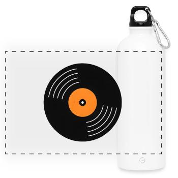 Vinyle d’étiquette orange - Gourde panoramique avec mousqueton 750 ml - blanc - Devant