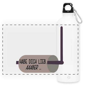 BEZIEHUNG PAPIER - Panorama Trinkflasche mit Karabiner 750 ml - Weiß - Vorne