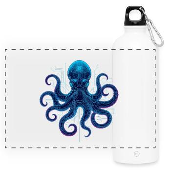 Cyberneon Octopus circuits - Panoramic Drinks Bottle with Carabiner 750 ml - white - Front