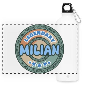 Milian als Geschenkidee - Panorama Trinkflasche mit Karabiner 750 ml - Weiß - Vorne
