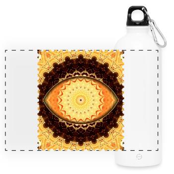 Sun Mandala Fire Gold - Panoramic Drinks Bottle with Carabiner 750 ml - white - Front