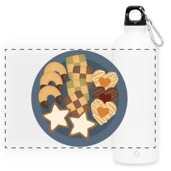 Whimsical Cookie Assortment Plate - Panoramic Drinks Bottle with Carabiner 750 ml - white - Front