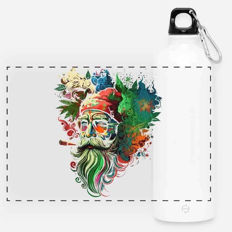 Psychedelic Santa Kaleidoscope - Panoramic Drinks Bottle with Carabiner 750 ml - white