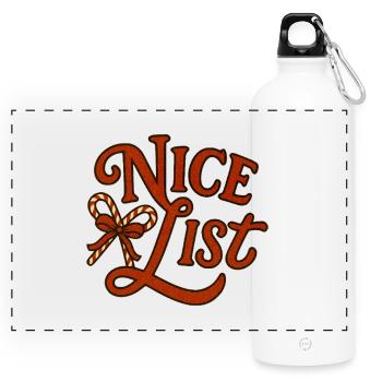 Nice List Christmas Candy Cane - Panoramic Drinks Bottle with Carabiner 750 ml - white - Front