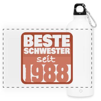 Siblings 1988 - Panoramic Drinks Bottle with Carabiner 750 ml - white - Front