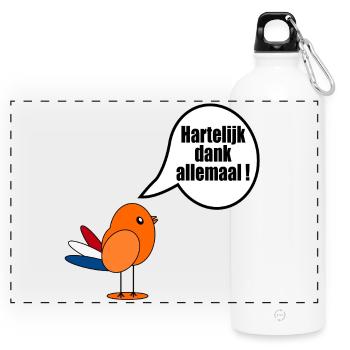 Niederländisch Vielen Dank Euch - Panorama Trinkflasche mit Karabiner 750 ml - Weiß - Vorne