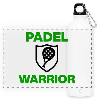 Padel Warrior – For Court Fighters and Padel Fans - Panoramic Drinks Bottle with Carabiner 750 ml - white - Front