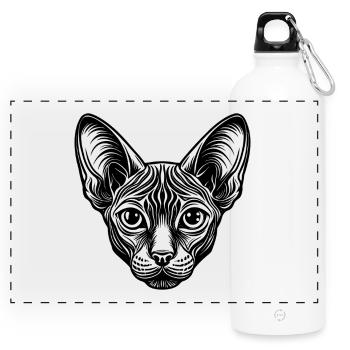 Sphynx-Katze - Panorama Trinkflasche mit Karabiner 750 ml - Weiß - Vorne