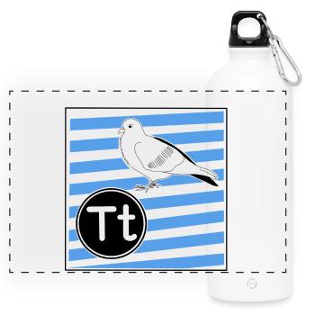 T wie Taube - Panorama Trinkflasche mit Karabiner 750 ml - Weiß - Vorne