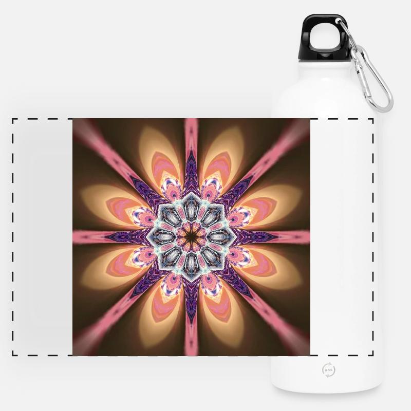 Mandala Dawn - Panoramic Drinks Bottle with Carabiner 750 ml - white